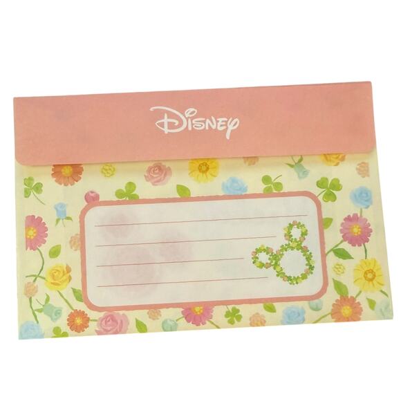 Disney Mickey Mouse Floral Paper Envelope Writing Letter Set NEW - Picture 5 of 6